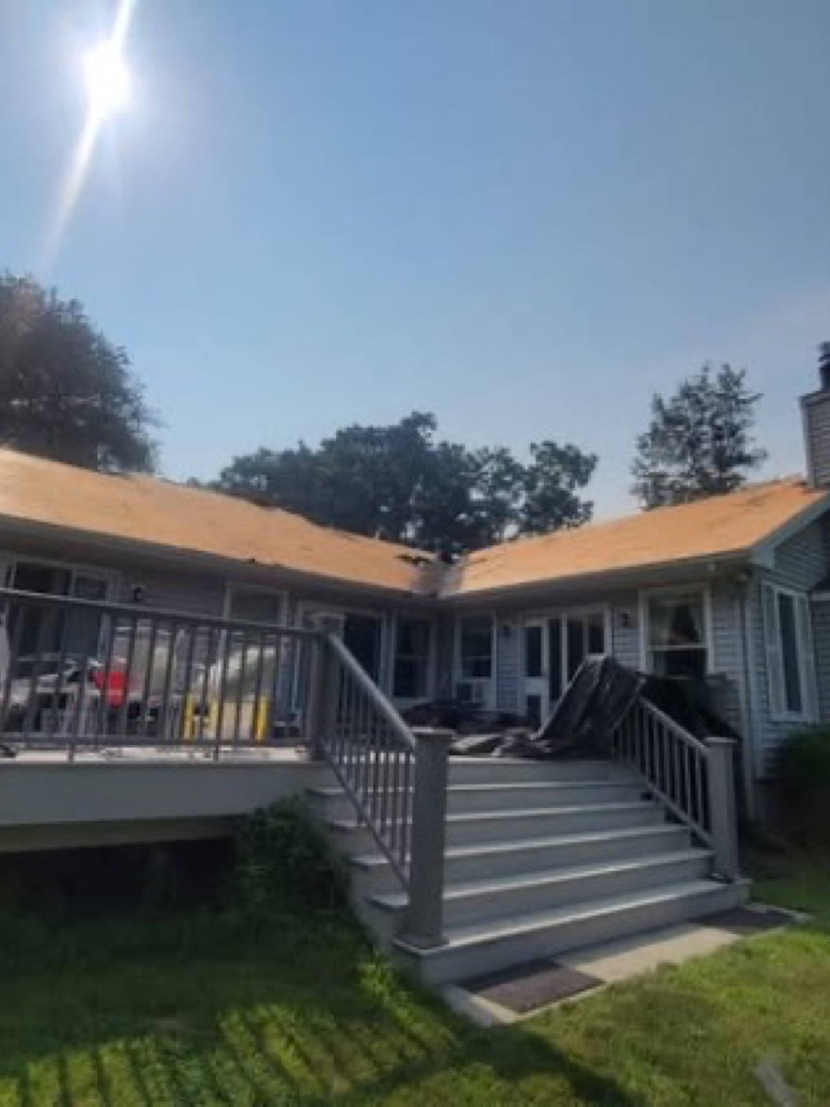 Roof stripped to decking